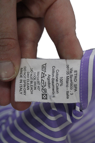 Etro Men's Long Sleeves Button Down Casual Purple Striped Shirt Size 39