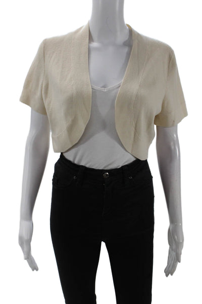 BR Womens Beige Cashmere Cardigan Short Sleeve Size L