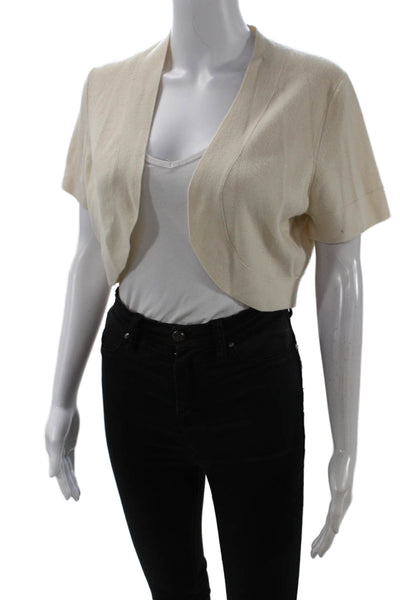 BR Womens Beige Cashmere Cardigan Short Sleeve Size L