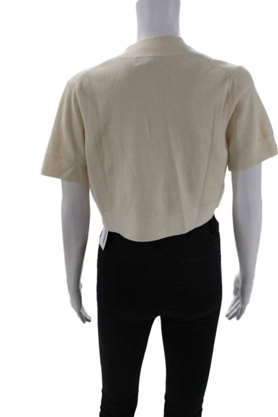BR Womens Beige Cashmere Cardigan Short Sleeve Size L