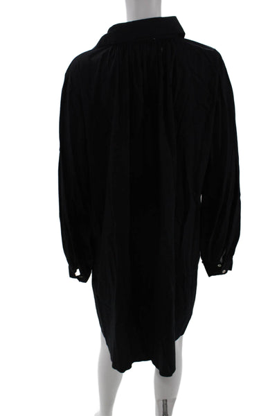 Mille Resort & Travel Women Shirt Dress Black Collared Cotton Size L