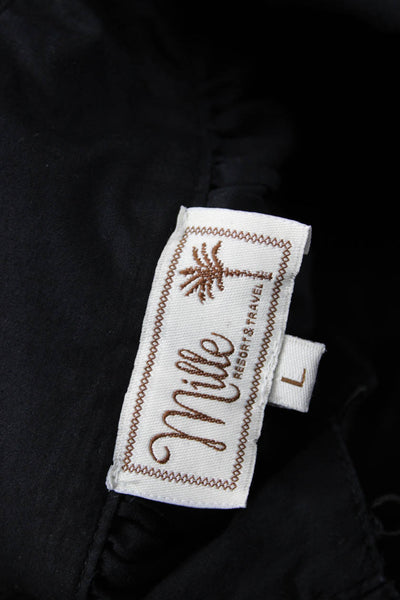 Mille Resort & Travel Women Shirt Dress Black Collared Cotton Size L
