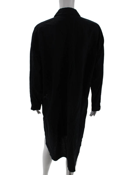 Maeve Anthropologie Women Black Collared Long Sleeve Shirt Dress Size L