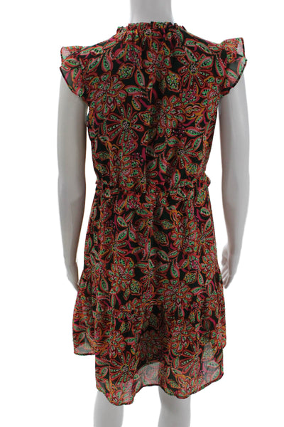 J Crew Women Fit & Flare Sundress Black Floral V-Neck Size 2