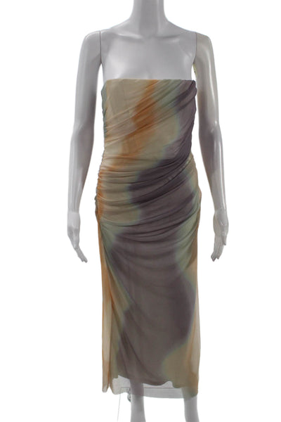 Zara Women Bodycon Maxi Dress Beige Sleeveless Zip Mid-Calf Size M