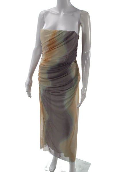 Zara Women Bodycon Maxi Dress Beige Sleeveless Zip Mid-Calf Size M