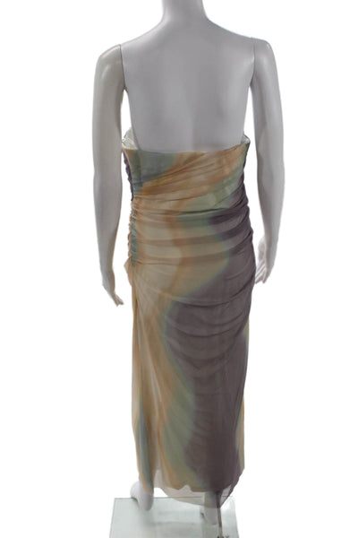 Zara Women Bodycon Maxi Dress Beige Sleeveless Zip Mid-Calf Size M