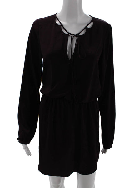 Rory Beca Women Blouson Mini Dress Black Long Sleeve Drawstring Size S