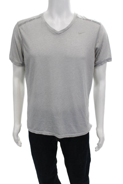 Nike Mens Gray V-Neck Short Sleeve Sports T-Shirt Poly/Cotton Size M