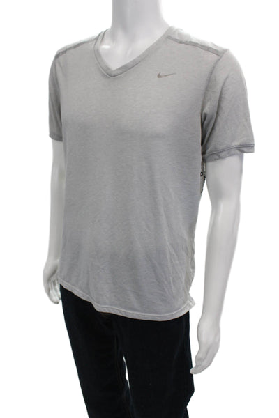 Nike Mens Gray V-Neck Short Sleeve Sports T-Shirt Poly/Cotton Size M