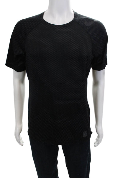 Nike Mens Black Geometric Sports Short Sleeve T-Shirt Size M