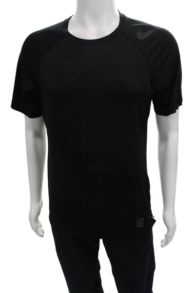 Nike Mens Black Geometric Sports Short Sleeve T-Shirt Size M