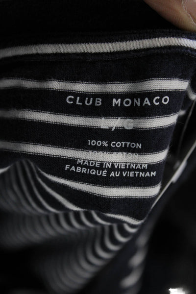 Club Monaco Mens Dark Blue Striped Cotton Crew Short Sleeve T-Shirt Size L