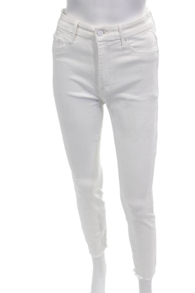 Mother Womens Ankle Skinny Jeans White High Rise Button Size 26