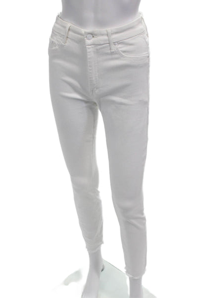 Mother Womens Ankle Skinny Jeans White High Rise Button Size 26