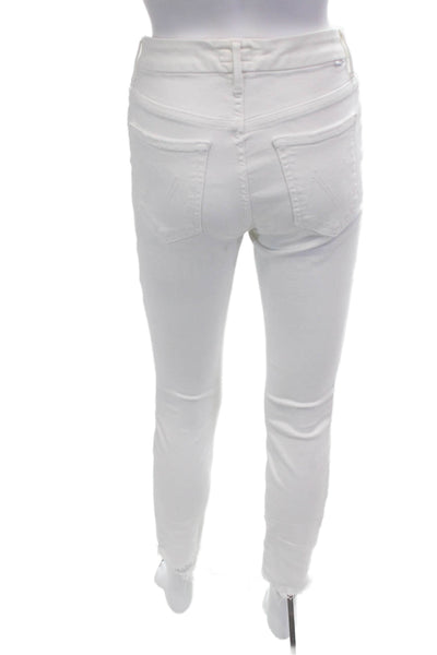 Mother Womens Ankle Skinny Jeans White High Rise Button Size 26
