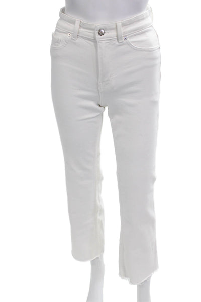 MNG Womens Cropped Straight High-Rise White Jeans Size 4