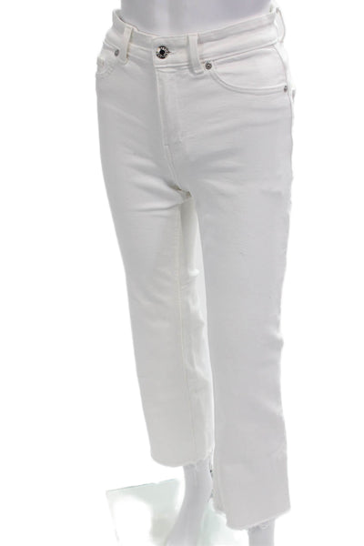 MNG Womens Cropped Straight High-Rise White Jeans Size 4