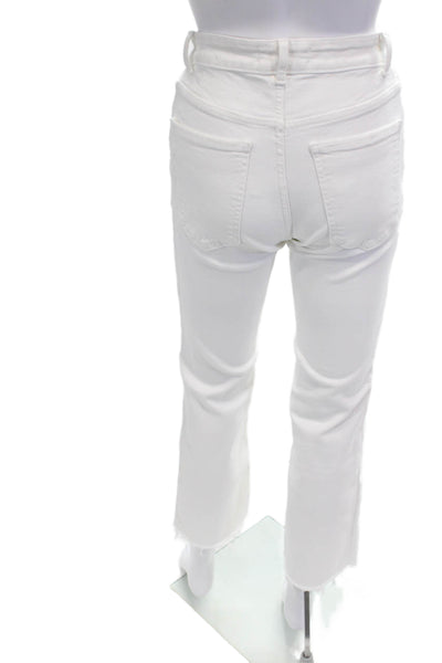 MNG Womens Cropped Straight High-Rise White Jeans Size 4