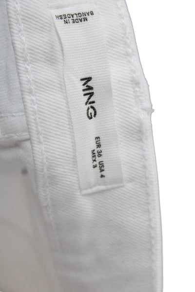 MNG Womens Cropped Straight High-Rise White Jeans Size 4