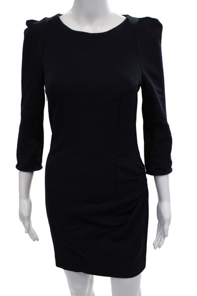 Sandro Women Bodycon Sheath Dress Dark Blue 3/4 Sleeve Round Neck Size 1