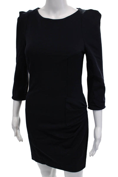 Sandro Women Bodycon Sheath Dress Dark Blue 3/4 Sleeve Round Neck Size 1