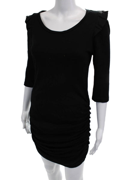 Sandro Women Bodycon Sheath Dress Dark Blue 3/4 Sleeve Round Neck Size 1