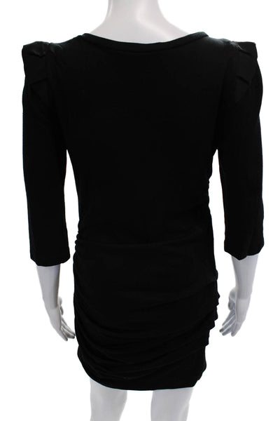 Sandro Women Bodycon Sheath Dress Dark Blue 3/4 Sleeve Round Neck Size 1
