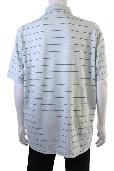 Kjus Mens Short Sleeve Collared Striped Polo Shirt Blue White Size Extra Large