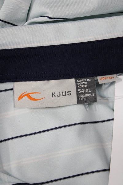 Kjus Mens Short Sleeve Collared Striped Polo Shirt Blue White Size Extra Large