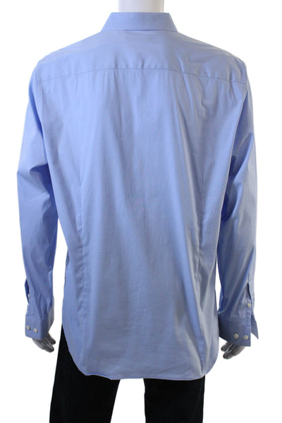 Theory Mens Button Front Long Sleeve Collared Shirts Blue Cotton Size XL