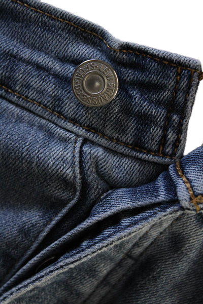 Levi's Women Cropped Straight Jeans Blue High Rise Button Fly Size 32