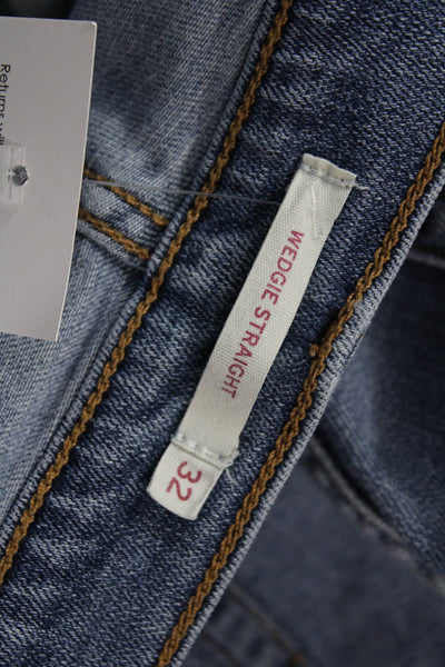Levi's Women Cropped Straight Jeans Blue High Rise Button Fly Size 32