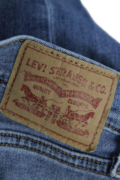 Levi's Women Cropped Straight Jeans Blue High Rise Button Fly Size 32