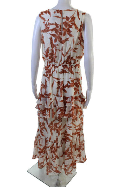 Taylor Womens White Floral Maxi Dress V-Neck Sleeveless 100% Polyester Size M