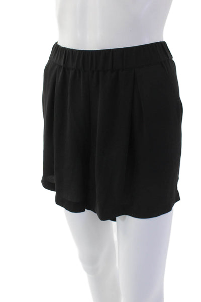 BCBGMAXAZRIA Women's Pull-On Pleated Front Casual Shorts Black Sze L