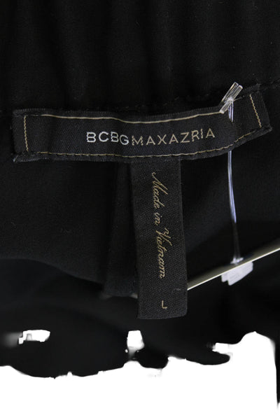 BCBGMAXAZRIA Women's Pull-On Pleated Front Casual Shorts Black Sze L