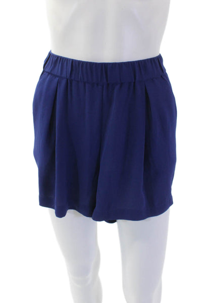 BCBGMAXAZRIA Women's Pull-On Pleated Front Casual Shorts Blue Size L