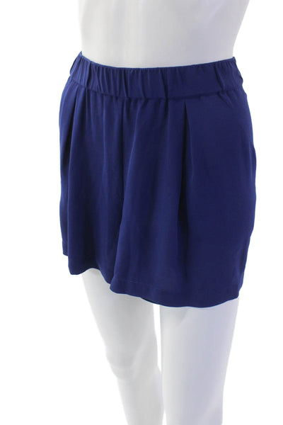 BCBGMAXAZRIA Women's Pull-On Pleated Front Casual Shorts Blue Size L