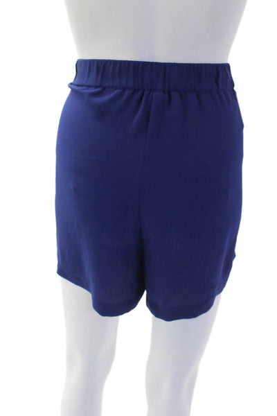 BCBGMAXAZRIA Women's Pull-On Pleated Front Casual Shorts Blue Size L