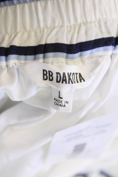 BB Dakota Women's Hook Closure Pleated Front Dress Shorts Striped Size L
