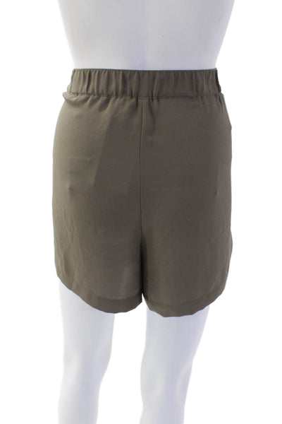 BCBGMAXAZRIA Women's Elastic Waist Pleated Pocket Shorts Brown Size L