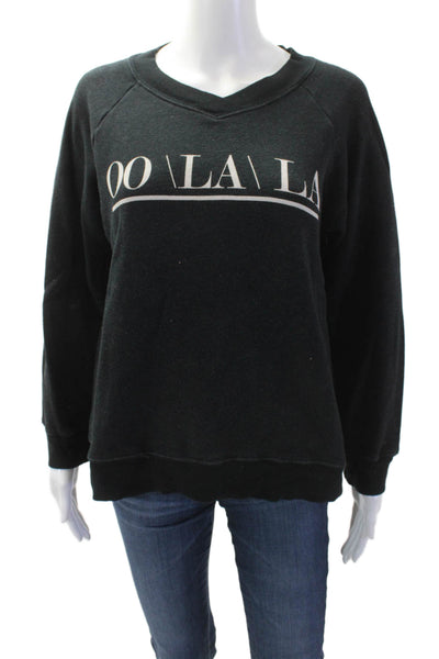 Wildfox Womens V-Neck Pullover Sweatshirt Black Graphic Quotes Size S