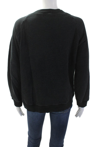 Wildfox Womens V-Neck Pullover Sweatshirt Black Graphic Quotes Size S