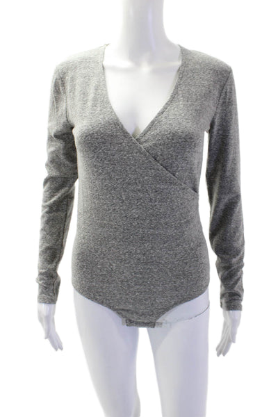 Madewell Womens Jersey V-Neck Long Sleeve Top Gray Size M