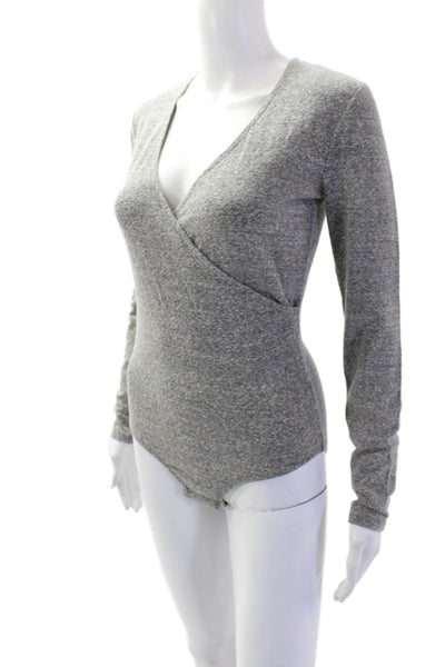 Madewell Womens Jersey V-Neck Long Sleeve Top Gray Size M