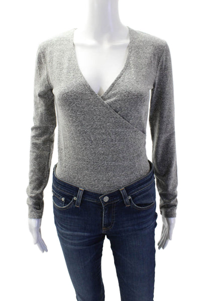 Madewell Womens Jersey V-Neck Long Sleeve Top Gray Size M