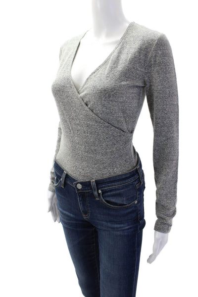 Madewell Womens Jersey V-Neck Long Sleeve Top Gray Size M