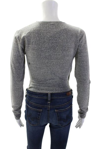 Madewell Womens Jersey V-Neck Long Sleeve Top Gray Size M