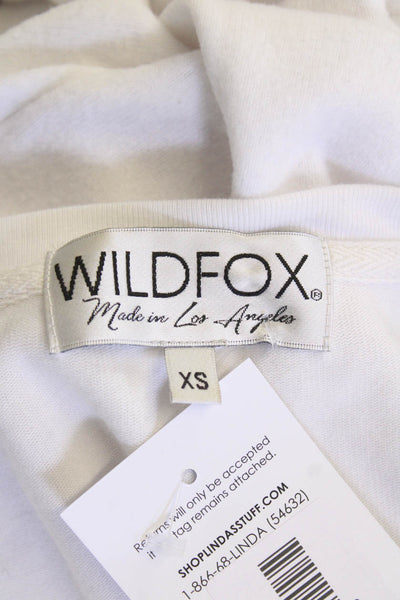 Wildfox Womens Pullover Sweatshirt White Graphic Round Neck Long Sleeve Size XS